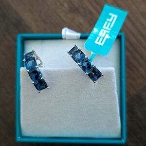Effy White Gold, London blue Topaz hoops